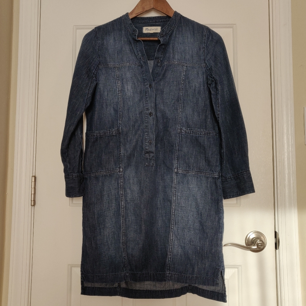 Madewell Downplay Popover Denim Shirt Dress